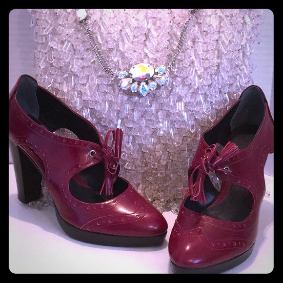 Jessica Bennett Shoes - Jessica Bennett Burgundy GATSBY TIE Wingtip TOE